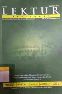 Jurnal Lektur Keagamaan, Vol. 15, No. 2,  Desember 2017.